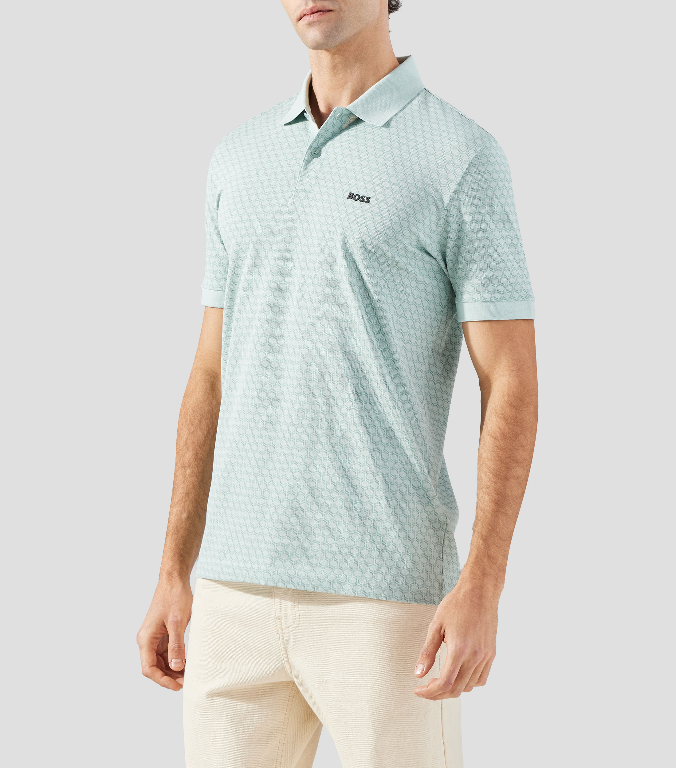 Playera tipo polo de piqué con patrón estampado Hombre